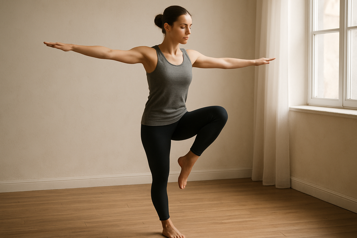 balancing on one leg